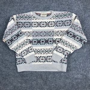 Liberty Sweater Mens Size M USA Cotton Fair Isle Knit Crewneck